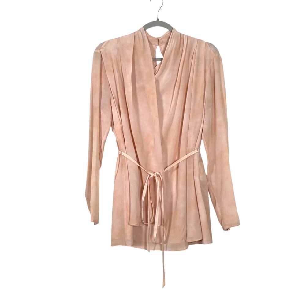 M.M.LaFleur Marguerite Top 100% Silk Brushstroke Ballet Long Sleeve Wrap Medium